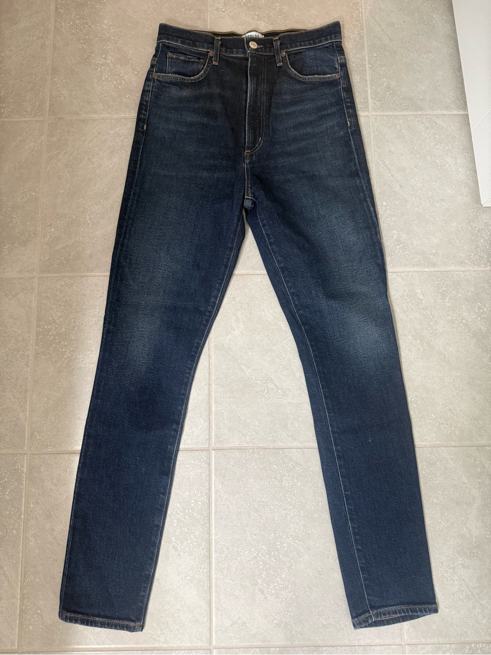 Agolde Pinch Waist Ultra High Rise Skinny Jeans - Dark Indigo Blue